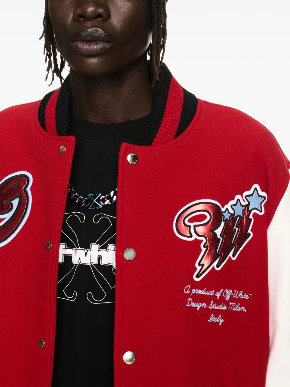 Off-White Varsity Jacket Scorpio Red